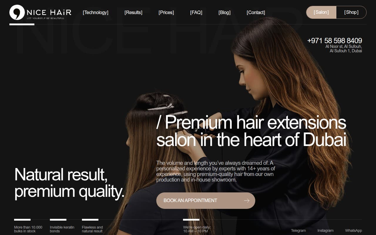 NiceHair: платформа премиального салона в Дубае